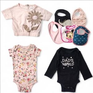 Baby Girl Clothing & Bib Bundle 3M–6/9M | Jumping Beans, Gerber, Disney